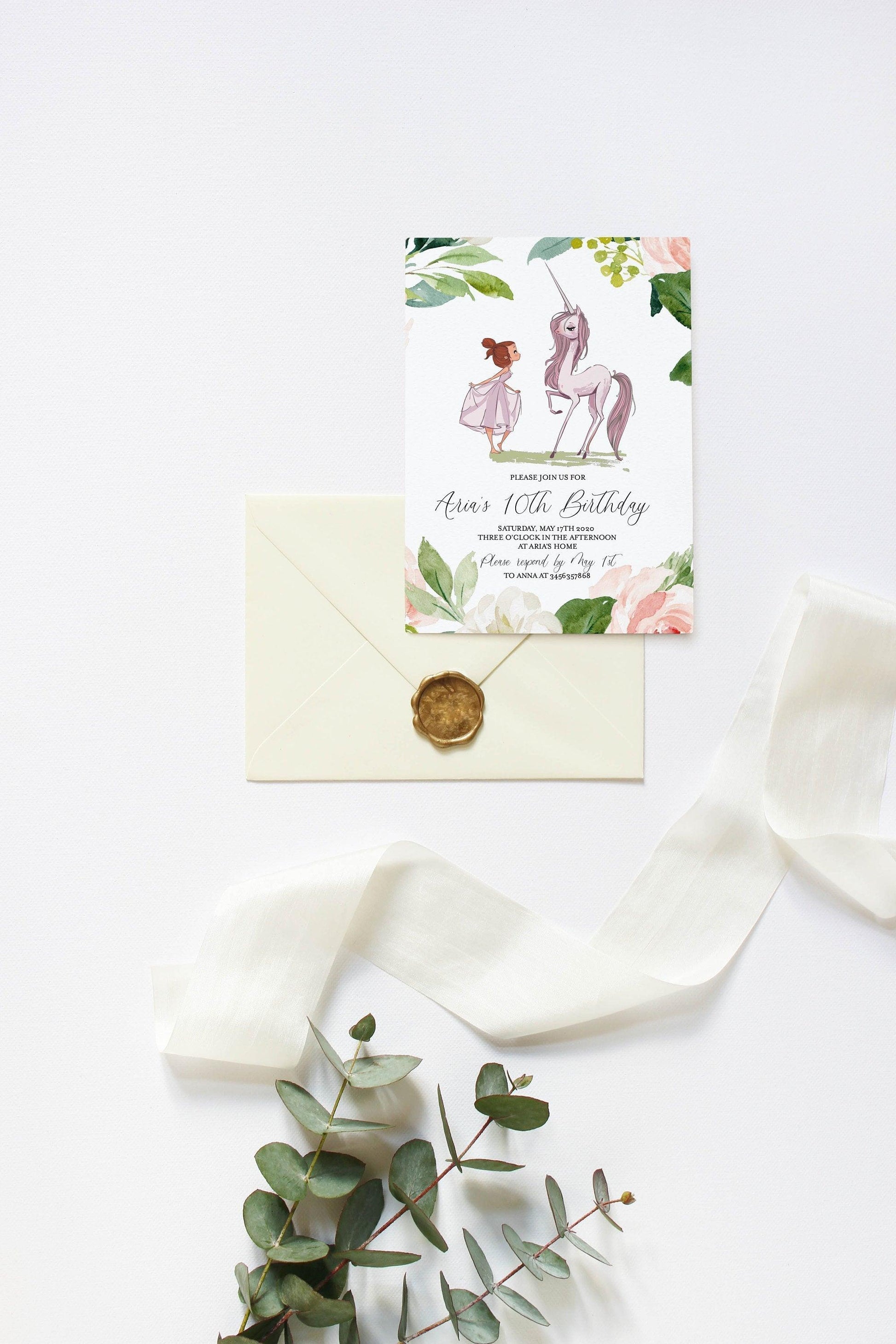 Red Head Magical Unicorn Invitation Unicorn Birthday Invitation Instant Download #UNI - SAVVY PAPER CO