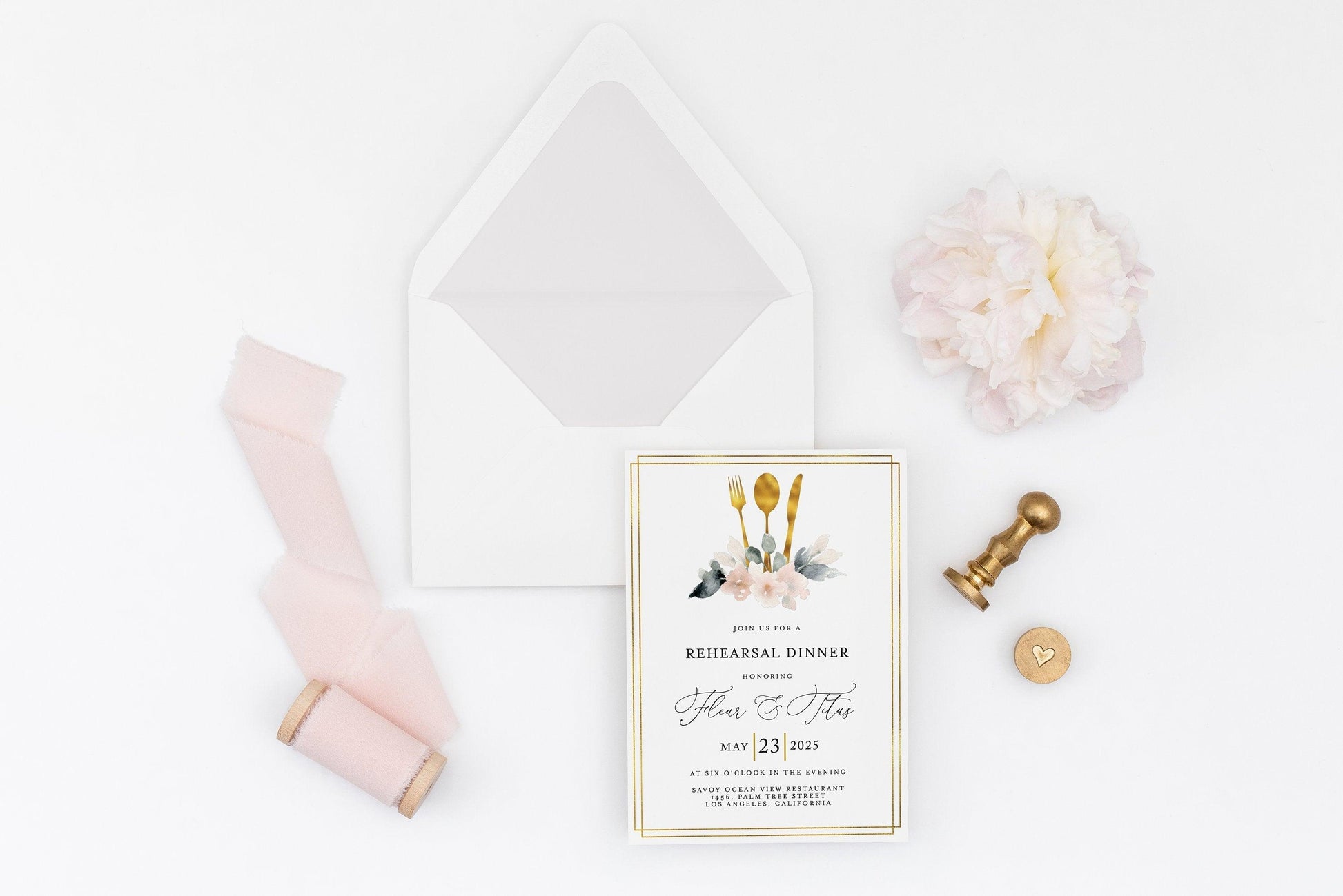 Rehearsal Dinner Invitation Template Printable Wedding, Calligraphy Wedding, Instant Download - Fleur - SAVVY PAPER CO