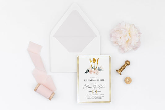 Rehearsal Dinner Invitation Template Printable Wedding, Calligraphy Wedding, Instant Download - Fleur - SAVVY PAPER CO