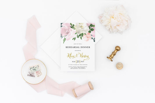 Rehearsal Dinner Invitation Template Printable Wedding Dusty Blue Blush Wedding Instant Download - Rhea - SAVVY PAPER CO