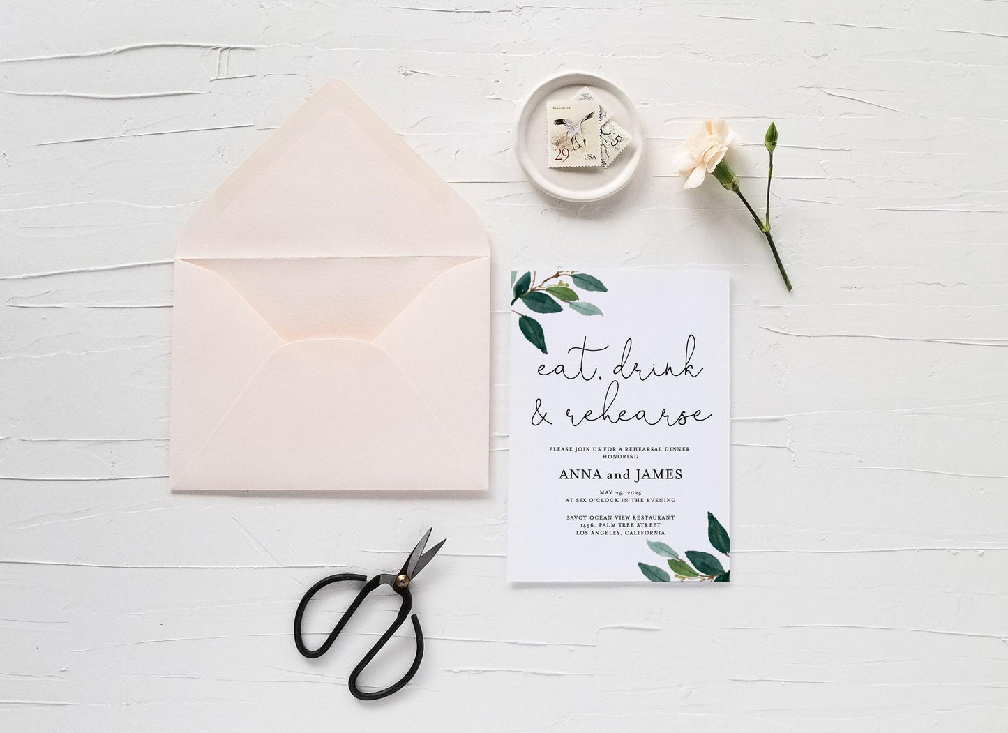 Rehearsal Dinner Invitation Template Printable Wedding Greenery Wedding Instant Download - Anna - SAVVY PAPER CO