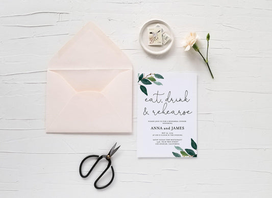 Rehearsal Dinner Invitation Template Printable Wedding Greenery Wedding Instant Download - Anna - SAVVY PAPER CO