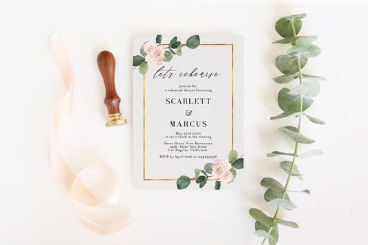 Rehearsal Dinner Invitation Template Printable Wedding Greenery Wedding Instant Download - Scarlett - SAVVY PAPER CO