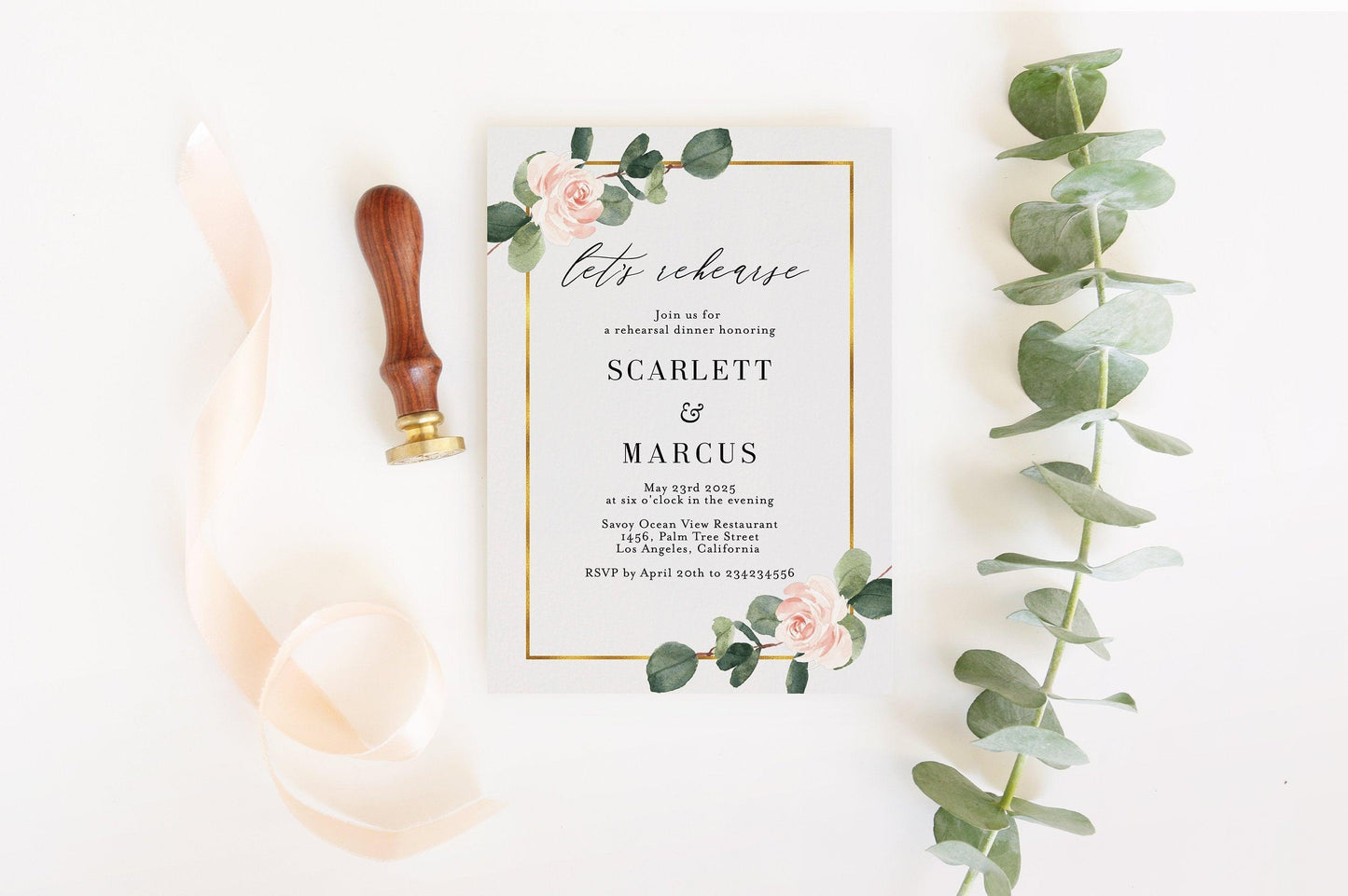 Rehearsal Dinner Invitation Template Printable Wedding Greenery Wedding Instant Download - Scarlett - SAVVY PAPER CO