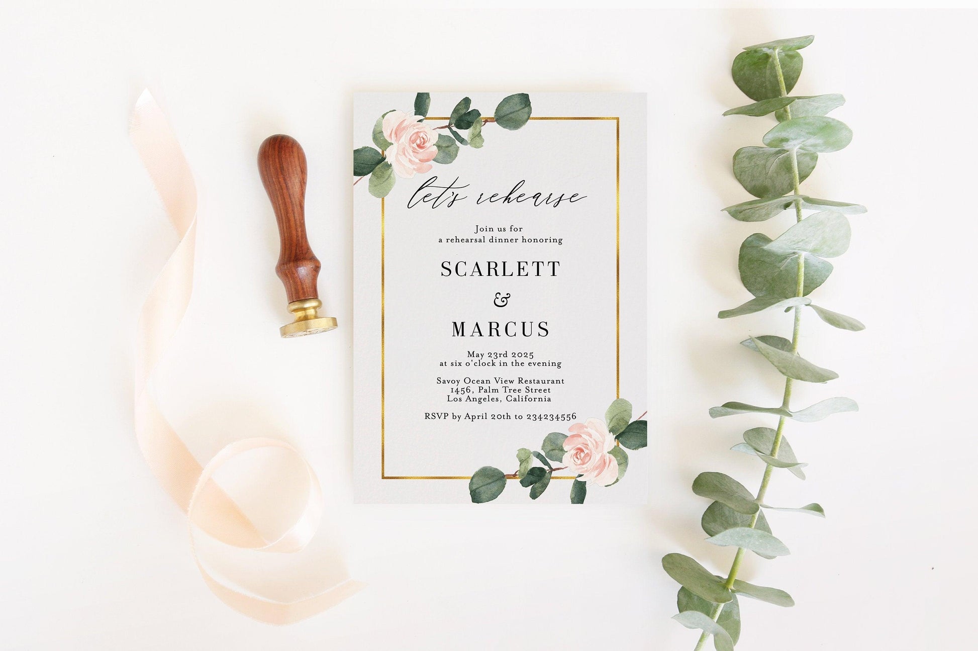 Rehearsal Dinner Invitation Template Printable Wedding Greenery Wedding Instant Download - Scarlett - SAVVY PAPER CO