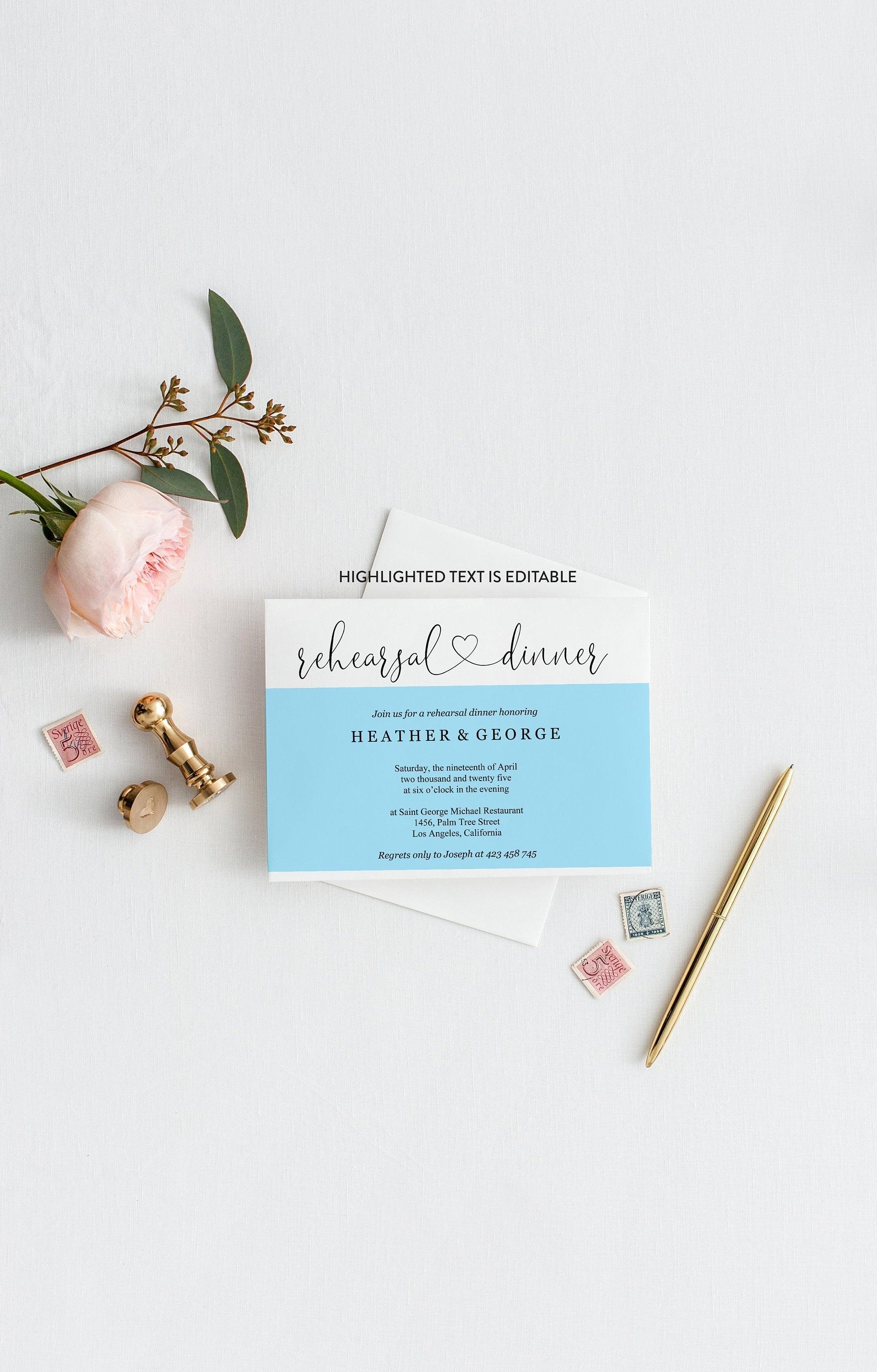 Rehearsal Dinner Invitation Template, Printable Wedding Rehearsal Dinner Invitation, Rustic Wedding, Instant Download - HEATHER - SAVVY PAPER CO