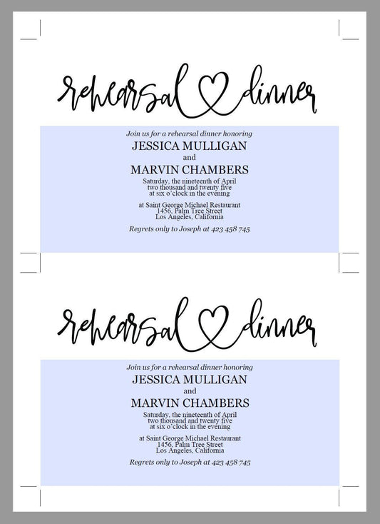 Rehearsal Dinner Invitation Template, Printable Wedding, Rustic Wedding, Instant Download, Heart - JESSICA - SAVVY PAPER CO