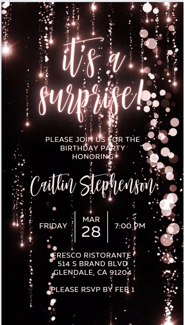 Rose Gold Birthday Invitation, Any Age Editable Invite Template, Electronic Birthday Invite, Dripping Digital Evite Instant Download - SAVVY PAPER CO