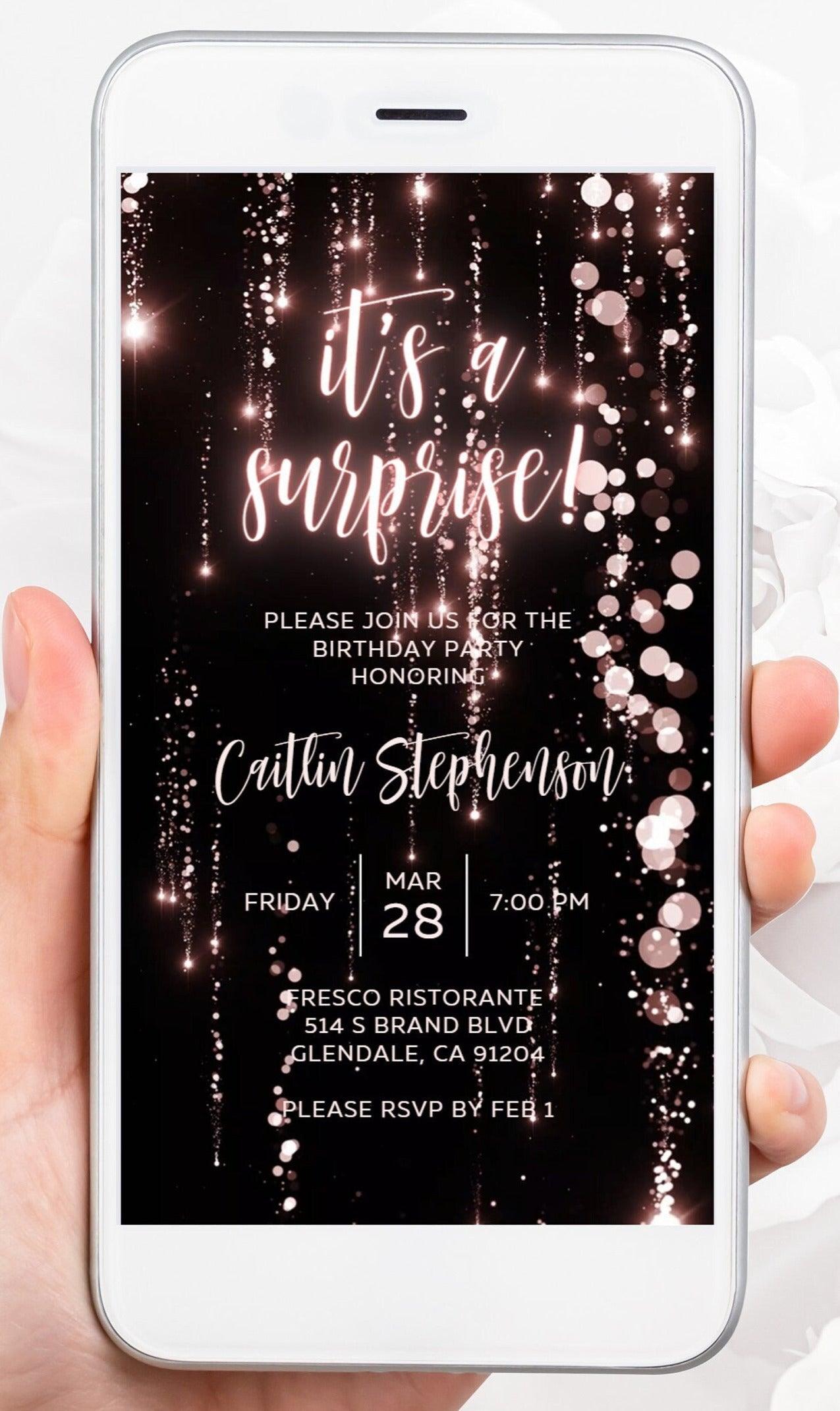 Rose Gold Birthday Invitation, Any Age Editable Invite Template, Electronic Birthday Invite, Dripping Digital Evite Instant Download - SAVVY PAPER CO