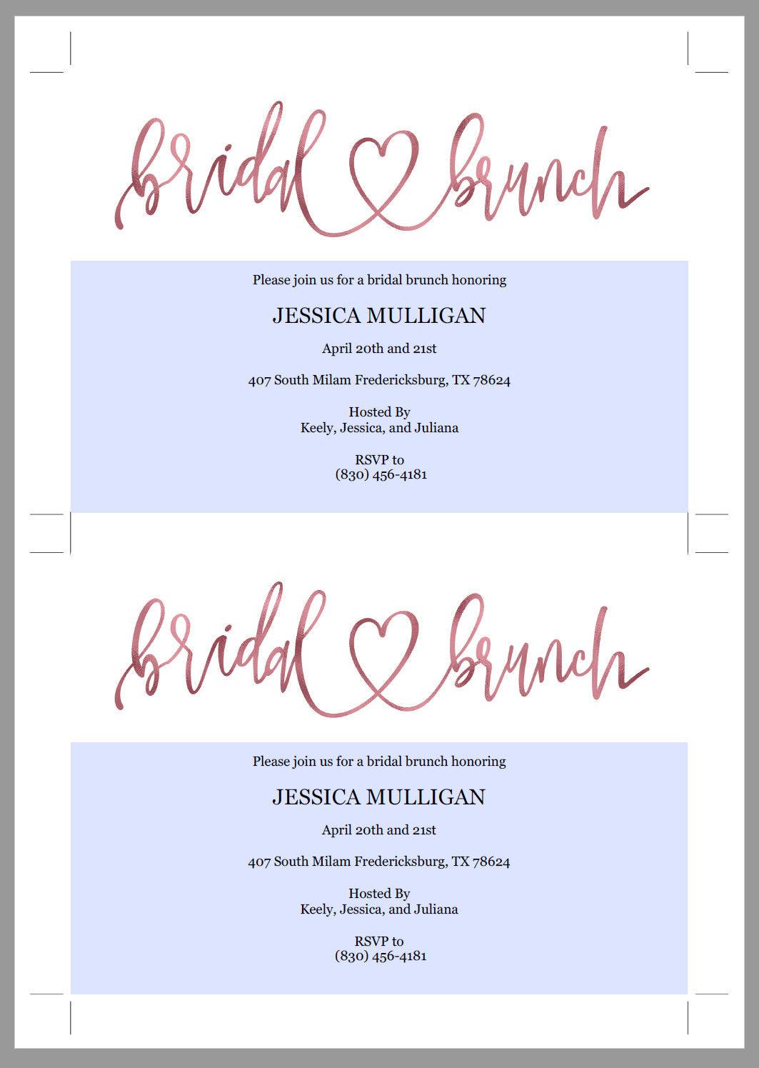Rose Gold Bridal Brunch Shower Invitation Instant Download Printable Editable Template DIY Bridal Shower Invite - JESSICA - SAVVY PAPER CO