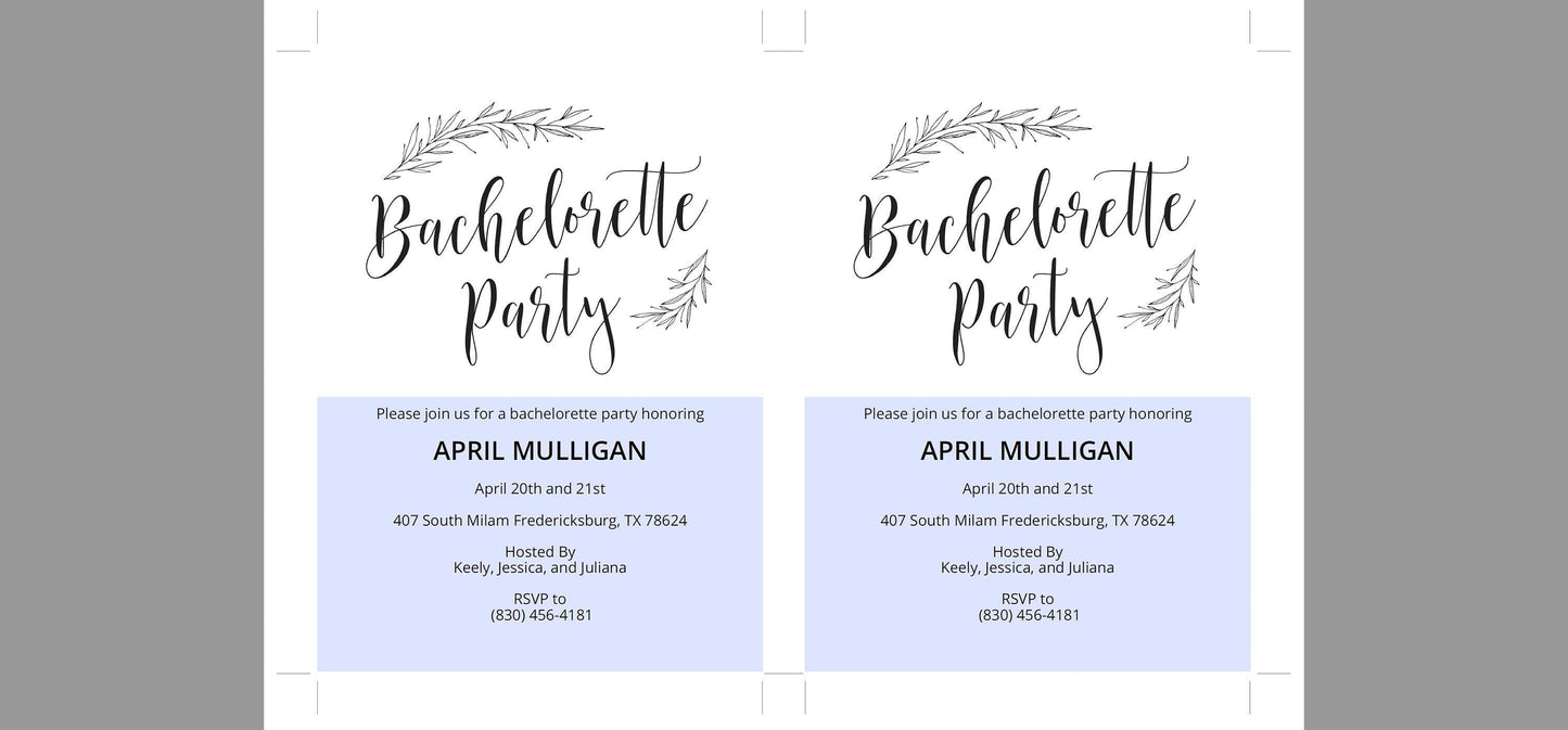 Rustic Bachelorette Party Invite, DIY Editable Instant Download Bachelorette Invites, Minimal Invitation Template - APRIL - SAVVY PAPER CO