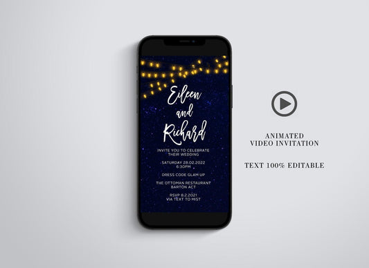 Rustic Birthday Video Evite, Electronic Birthday, Birthday Video Invitation, Animated Invitation Night Sky, Lights - SAVVY PAPER CO