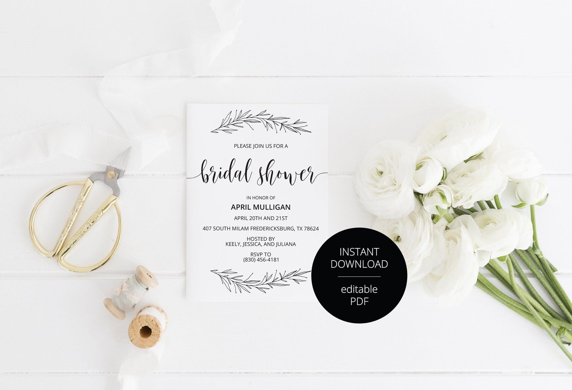 Rustic Bridal Shower Invitation Instant Download Printable Editable Template DIY Bridal Shower Invite - Hannah - SAVVY PAPER CO