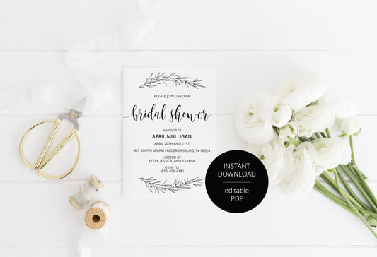 Rustic Bridal Shower Invitation Instant Download Printable Editable Template DIY Bridal Shower Invite - Hannah - SAVVY PAPER CO