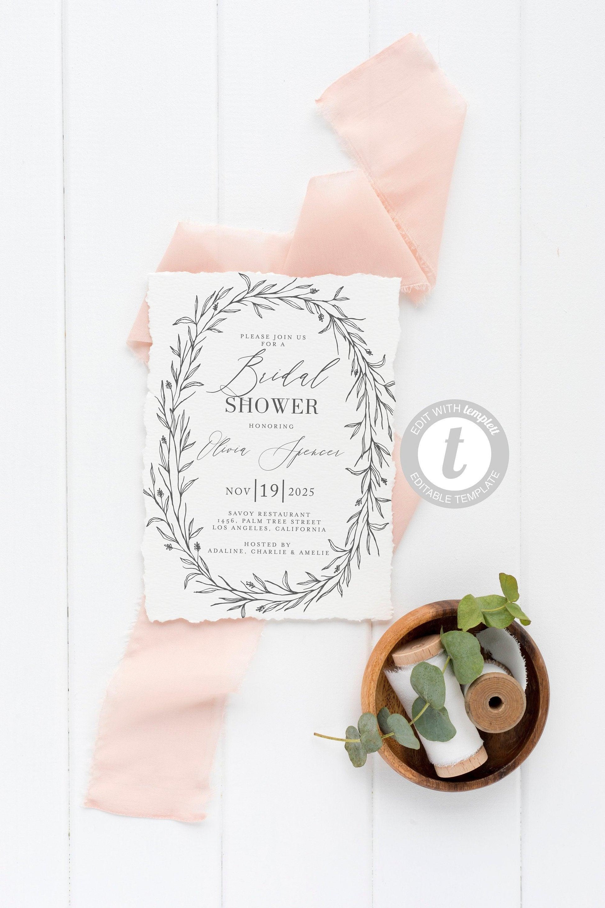 Rustic Bridal Shower Invitation Instant Download Printable Editable Template DIY Bridal Shower Invite Templett - Olivia - SAVVY PAPER CO