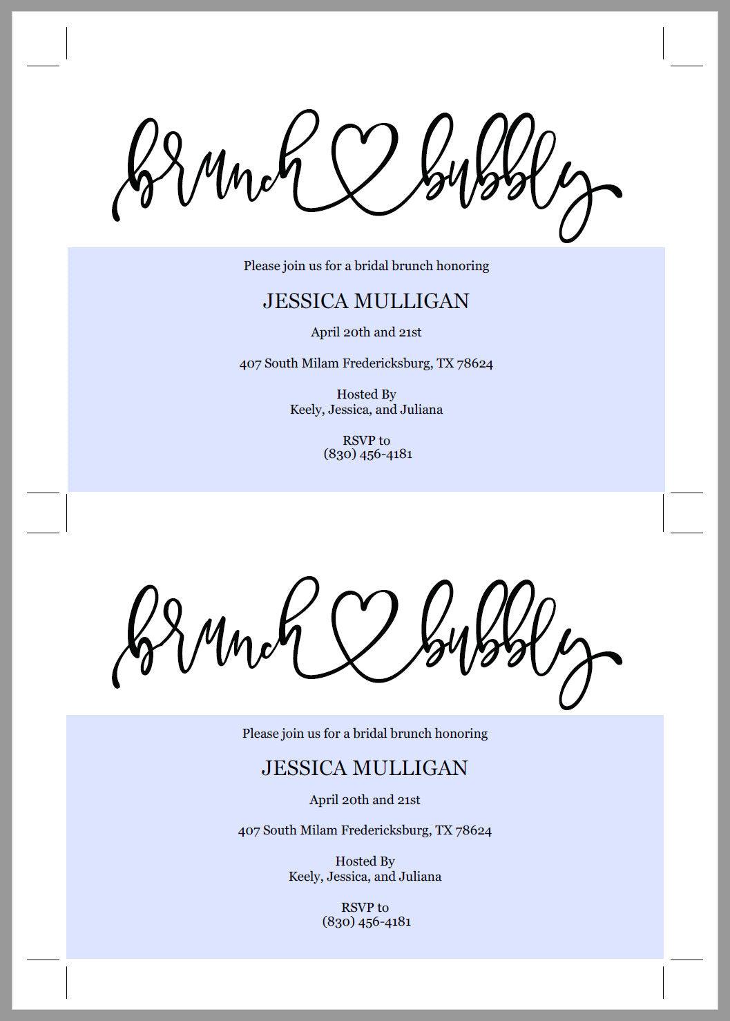 Rustic Brunch and Bubbly Bridal Shower Invitation Instant Download Printable Editable Template DIY Bridal Shower Invite - JESSICA - SAVVY PAPER CO