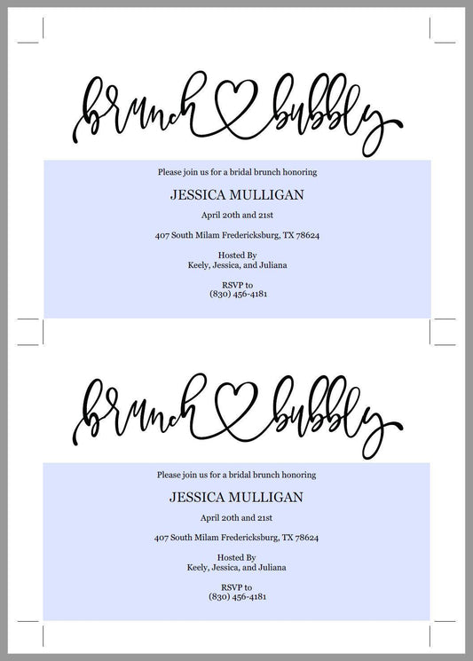 Rustic Brunch and Bubbly Bridal Shower Invitation Instant Download Printable Editable Template DIY Bridal Shower Invite - JESSICA - SAVVY PAPER CO