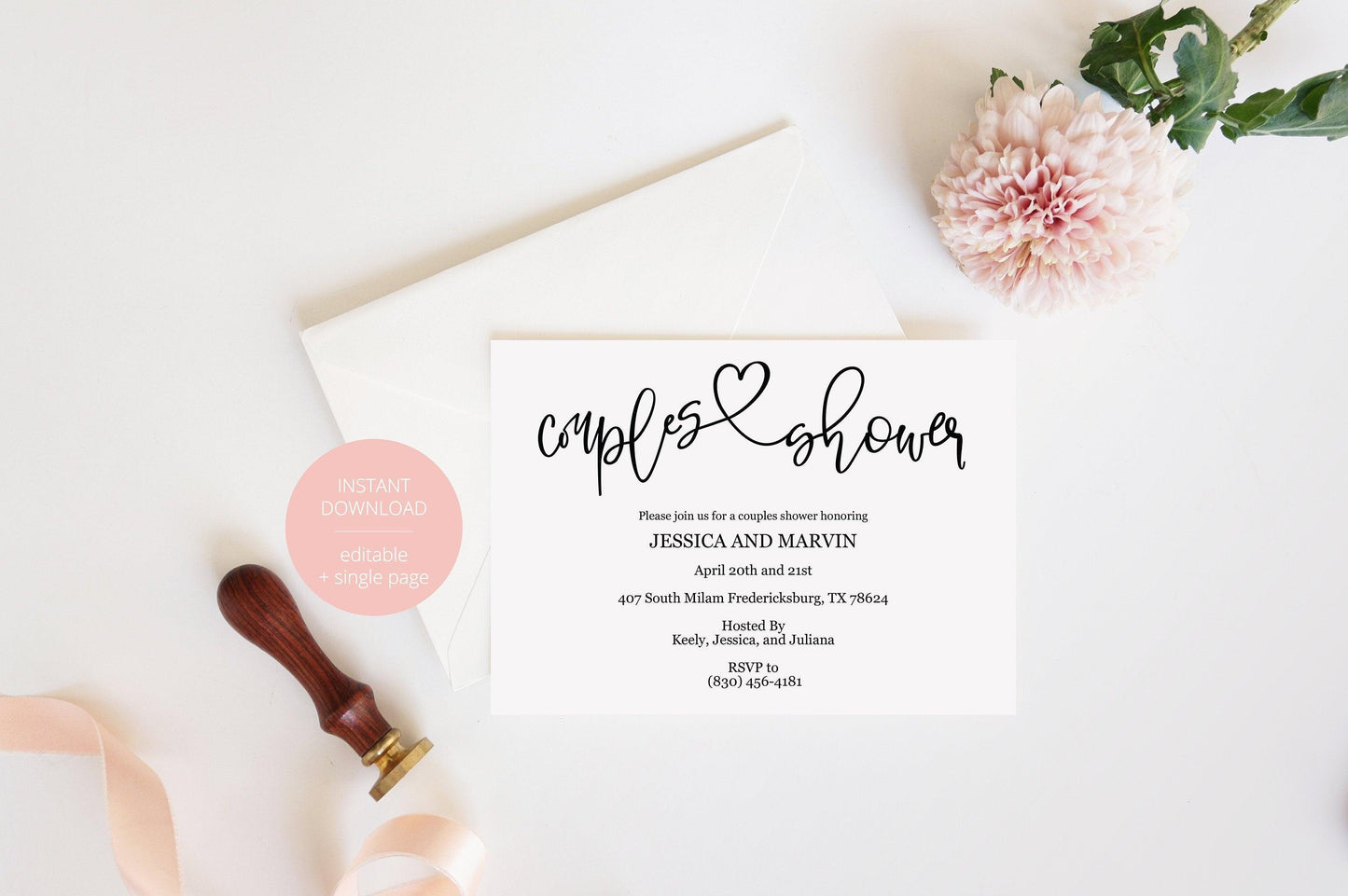 Rustic Couples Shower Invitation Instant Download Printable Editable Template DIY Bridal Shower Invite-JESSICA - SAVVY PAPER CO