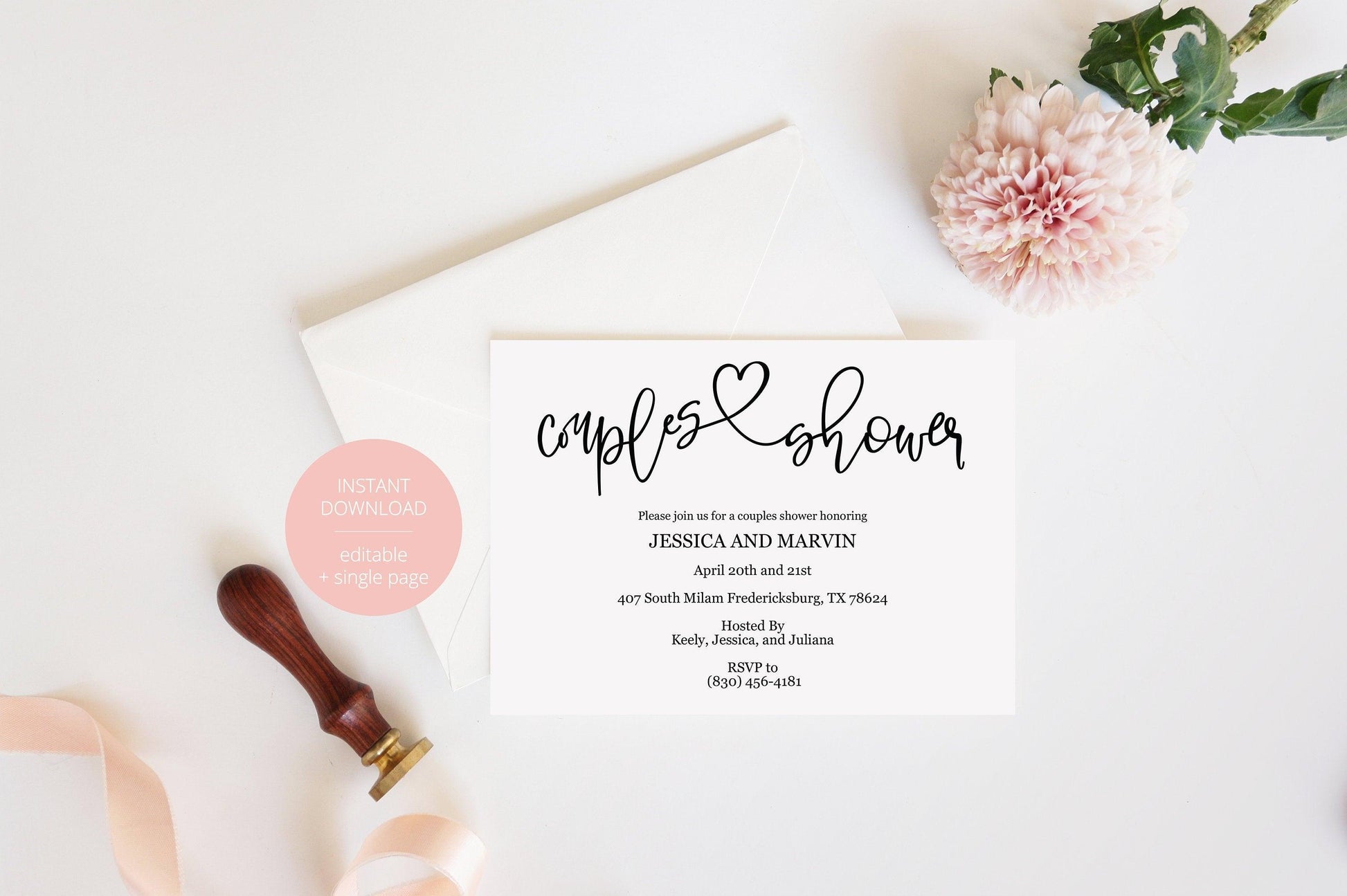 Rustic Couples Shower Invitation Instant Download Printable Editable Template DIY Bridal Shower Invite-JESSICA - SAVVY PAPER CO