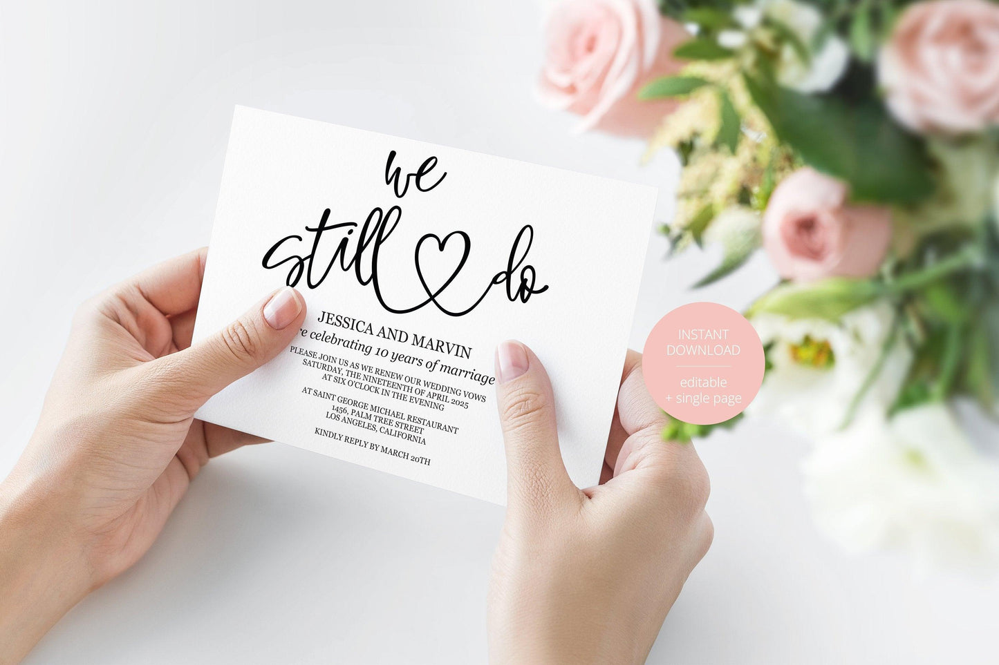 Rustic We Still Do Invitation Template, Wedding Anniversary, Vow Renewal Invite, Renew Vows Wedding Invitation, We Still Do -JESSICA - SAVVY PAPER CO