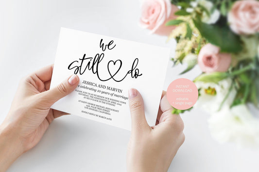 Rustic We Still Do Invitation Template, Wedding Anniversary, Vow Renewal Invite, Renew Vows Wedding Invitation, We Still Do -JESSICA - SAVVY PAPER CO