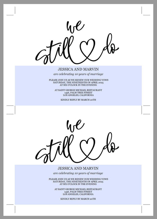 Rustic We Still Do Invitation Template, Wedding Anniversary, Vow Renewal Invite, Renew Vows Wedding Invitation, We Still Do -JESSICA - SAVVY PAPER CO