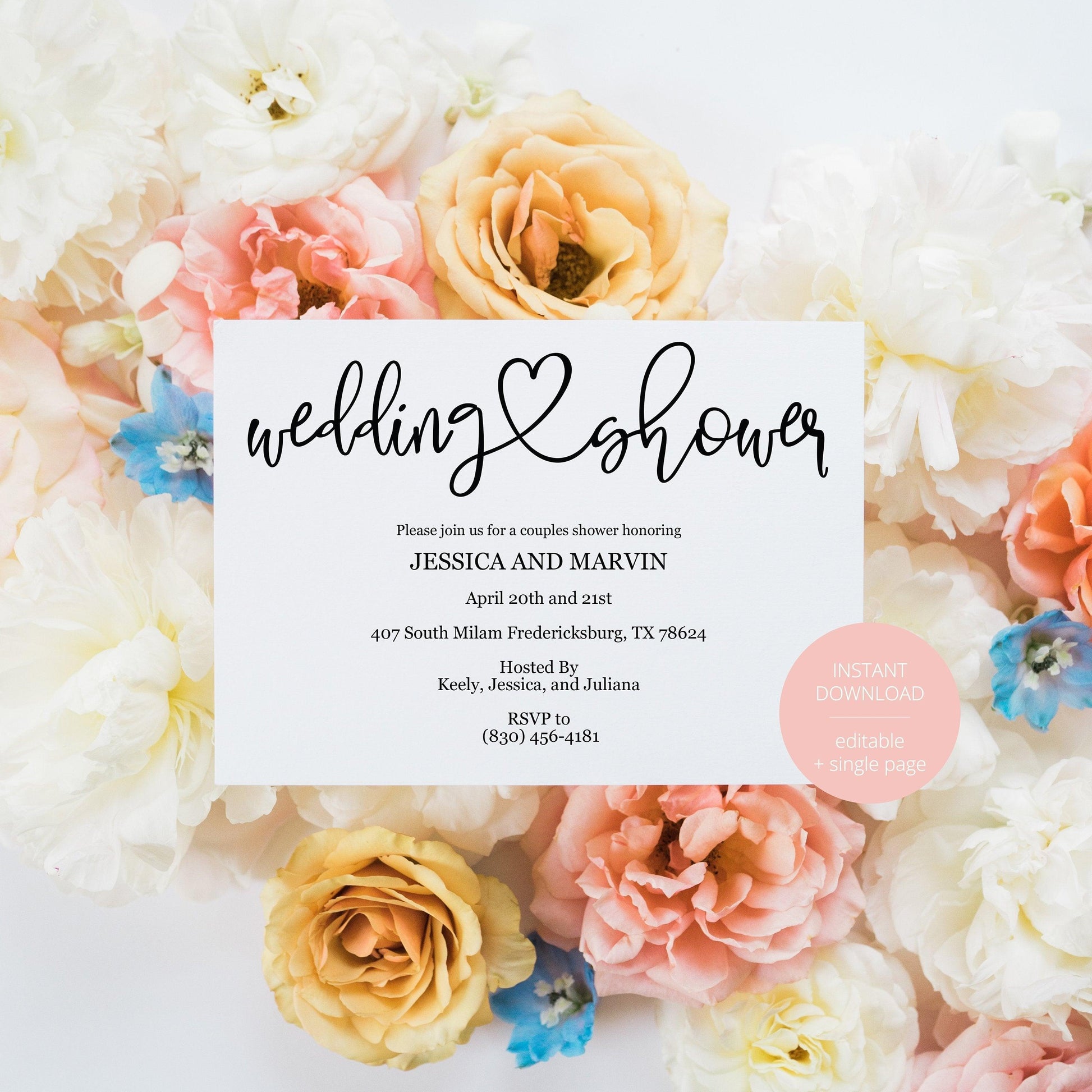 Rustic Wedding Shower Invitation Instant Download Printable Editable Template DIY Bridal Shower Invite -JESSICA - SAVVY PAPER CO