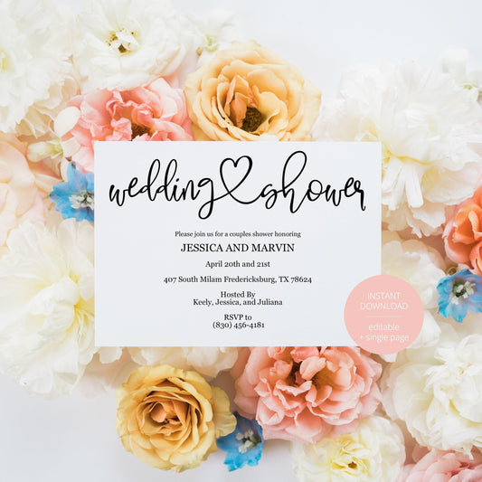 Rustic Wedding Shower Invitation Instant Download Printable Editable Template DIY Bridal Shower Invite -JESSICA - SAVVY PAPER CO