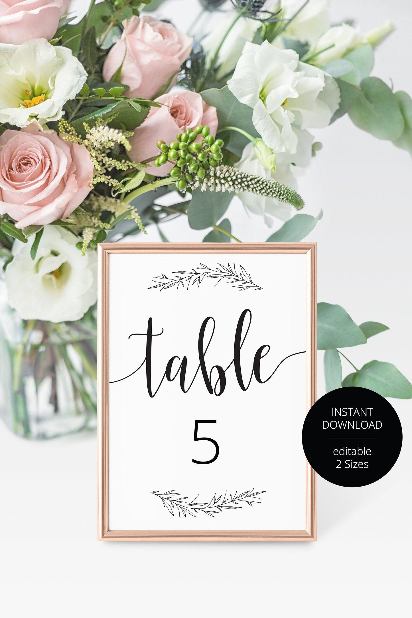 Rustic Wedding Table Number, Wedding Table, Printable Numbers, Instant Download,DIY Table Numbers, Table Cards, Wreath, Laurel -HANNAH - SAVVY PAPER CO