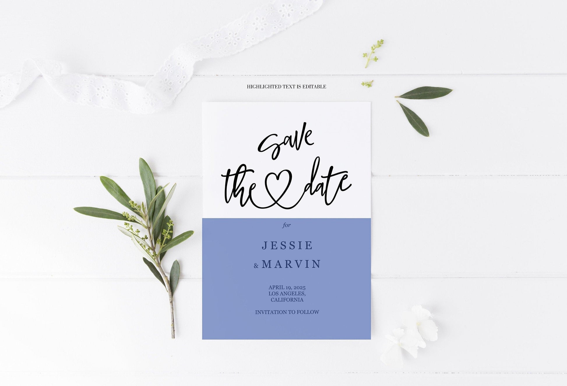 Save the Date Card Instant Download Printable Editable Template Wedding Invite - JESSICA - SAVVY PAPER CO