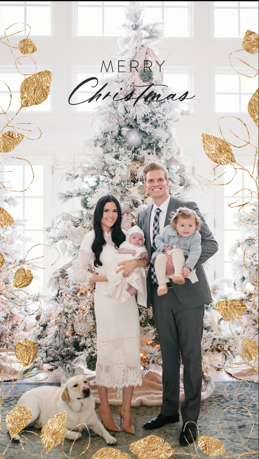 Electronic Invite Animated Greenery Christmas Card, Gold Leaves Video Announcement, Mp4 Invites - SAVVY PAPER CO