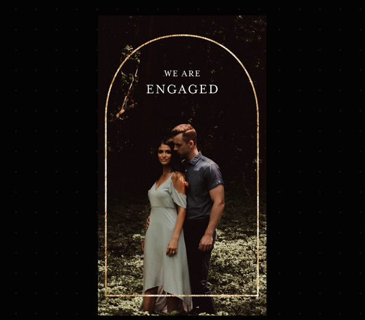 Engagement Announcement Card, Geometric Video Announcement, Mp4 Invites, Gold Card with Photo