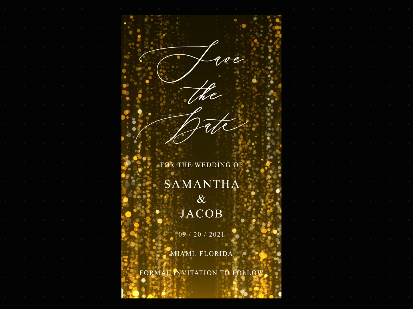 Instant Download Glitter Rain Save the Date Video Evite, Electronic Invite, Wedding Video Invitation, Animated Invitation