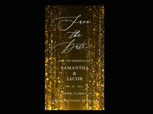 Instant Download Glitter Rain Save the Date Video Evite, Electronic Invite, Wedding Video Invitation, Animated Invitation