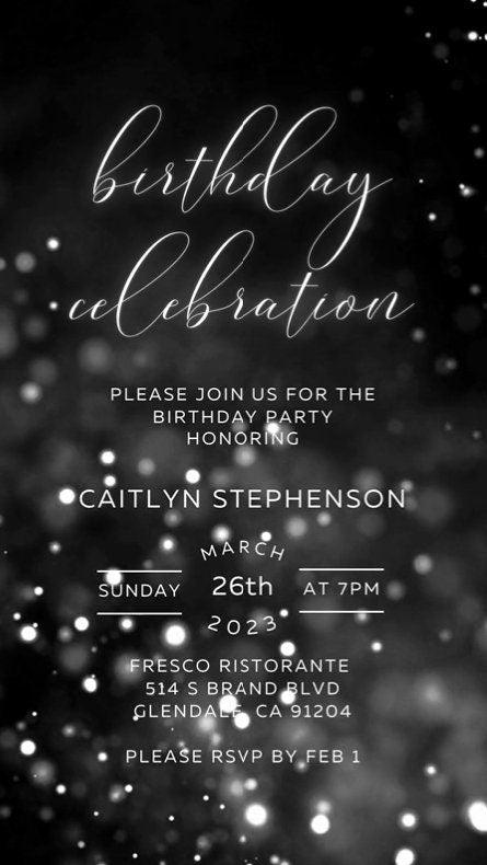 Silver Glitter Birthday Invitation, Any Age Editable Invite Template, Electronic Birthday Invite, Dripping Digital Evite Instant Download - SAVVY PAPER CO