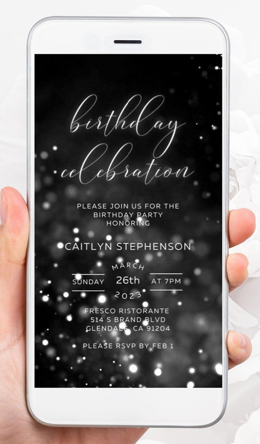 Silver Glitter Birthday Invitation, Any Age Editable Invite Template, Electronic Birthday Invite, Dripping Digital Evite Instant Download - SAVVY PAPER CO
