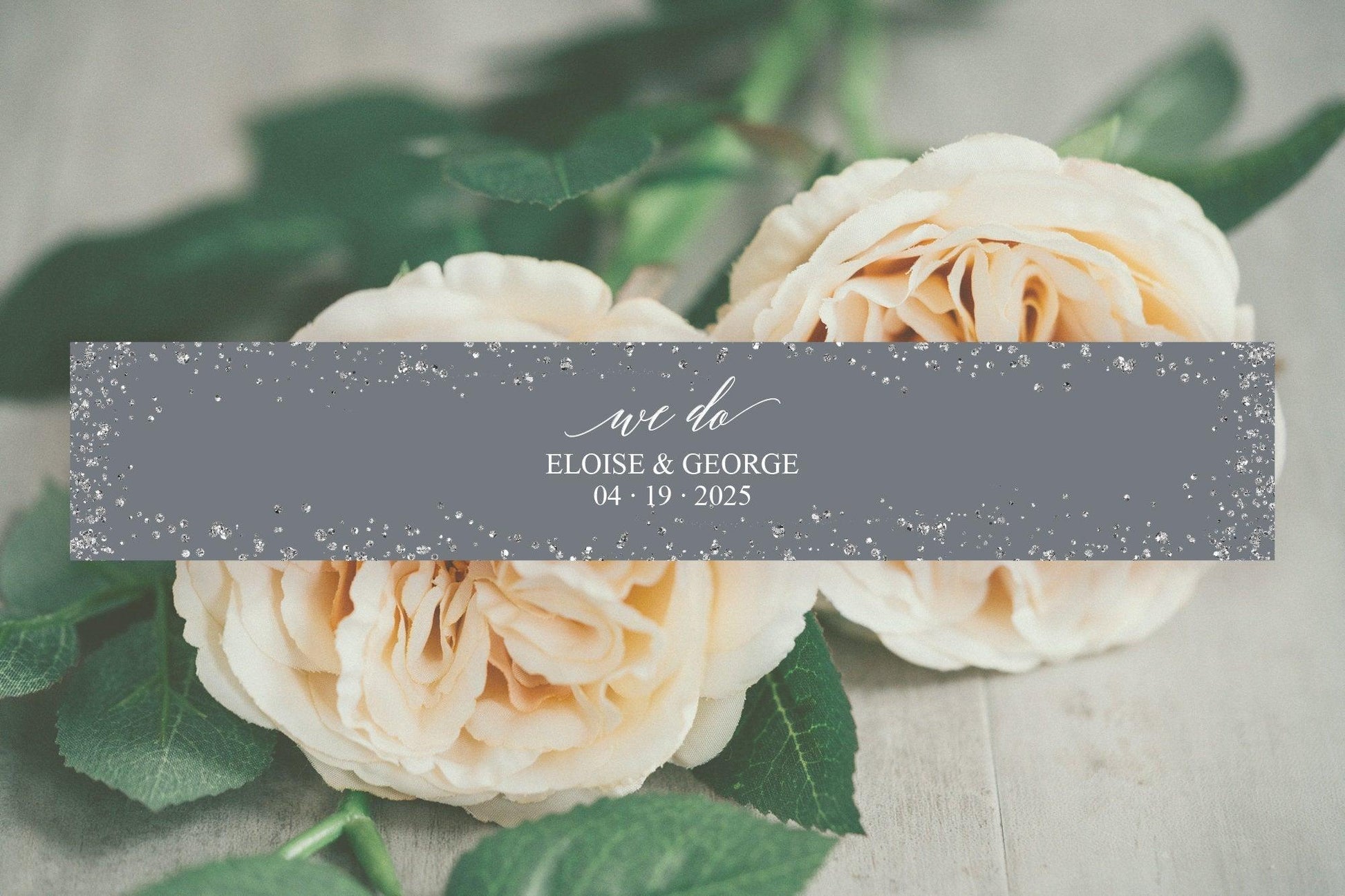 Silver Gray Wedding Invitation Suite Belly Band Template, Printable Glitter Wedding Invites Band, 2x11", DIY PDF Instant Download-Eloise - SAVVY PAPER CO