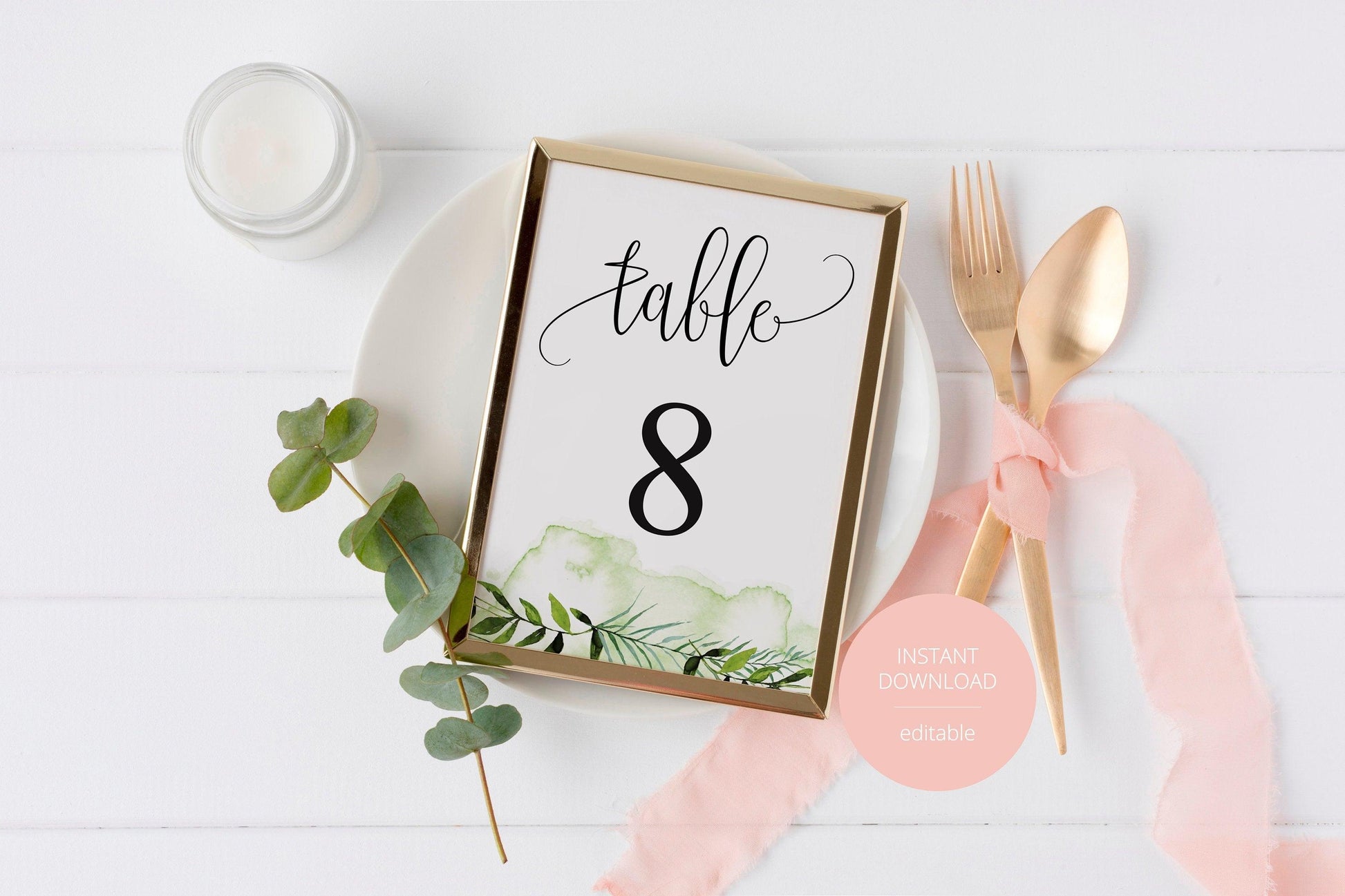 Simple Wedding Table Number, Wedding Table, Printable Numbers, Instant Download, DIY Table Numbers, Cards, Greenery, Rustic - Melissa - SAVVY PAPER CO