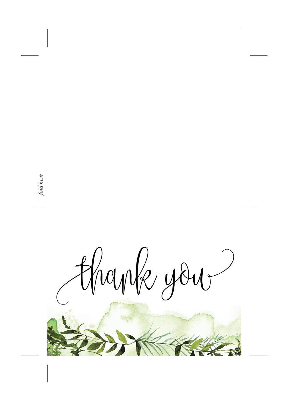 Simple Wedding Thank You Card, Instant Download, Thank you Cards, Printable Thank You, Wedding Cards, Greenery, Rustic - Melissa - SAVVY PAPER CO