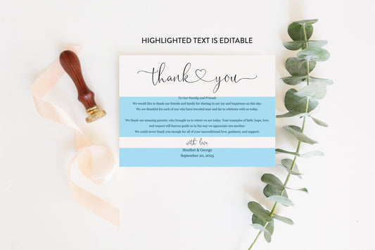 Simple Wedding Thank You Note Instant Download Thank you Cards Printable Thank You Wedding Cards Calligraphy Rustic Heart - Heather - SAVVY PAPER CO