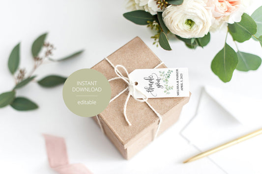 Simple Wedding Thank You Tags, Instant Download, Thank you Gift Tags, Printable Thank You, Greenery, Rustic Wedding - Melissa - SAVVY PAPER CO