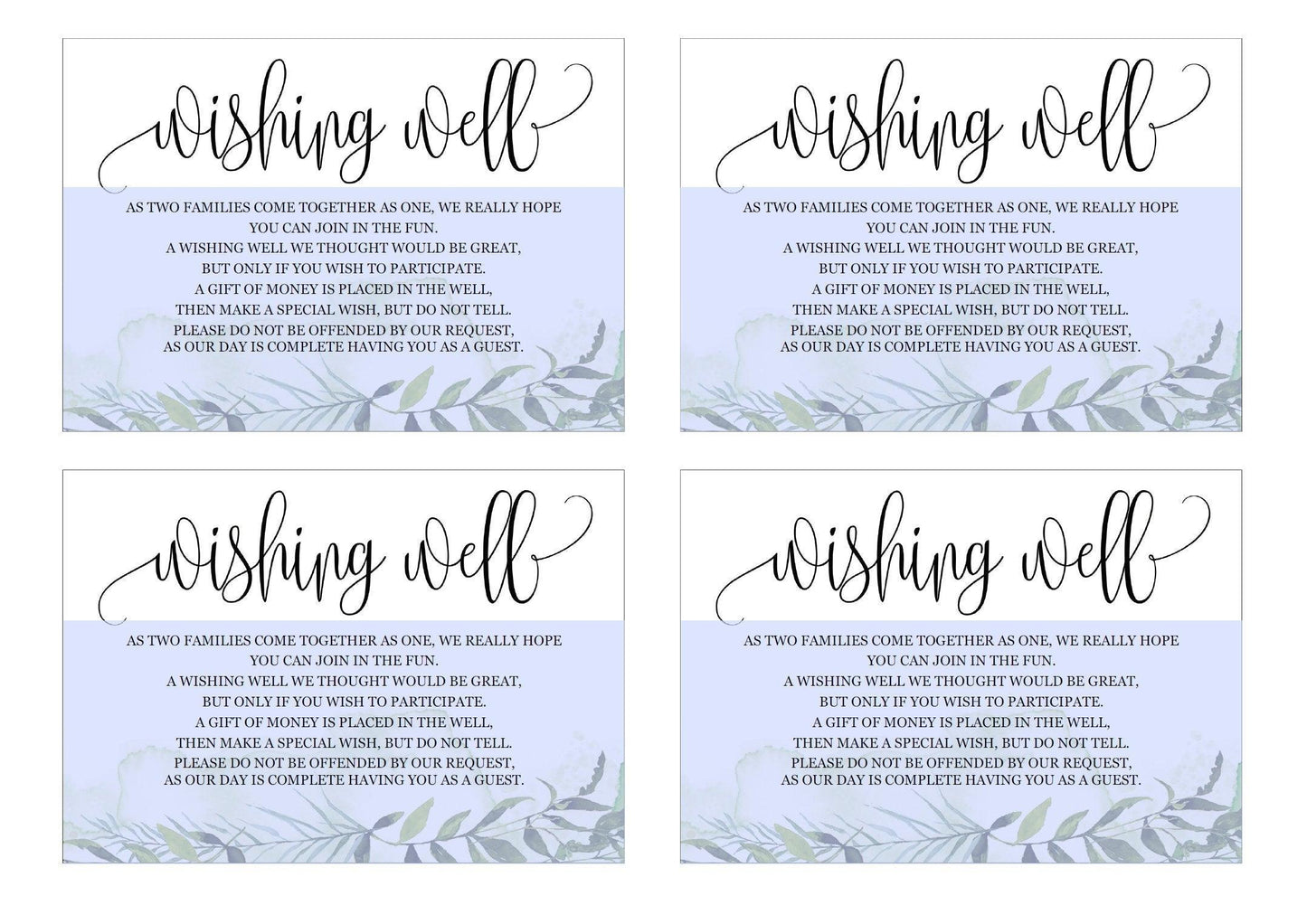 Simple Wedding Wishing Well Card Template,Instant Download, Editable Wishing, Wishing well Cards Insert, Greenery,Rustic - Melissa - SAVVY PAPER CO