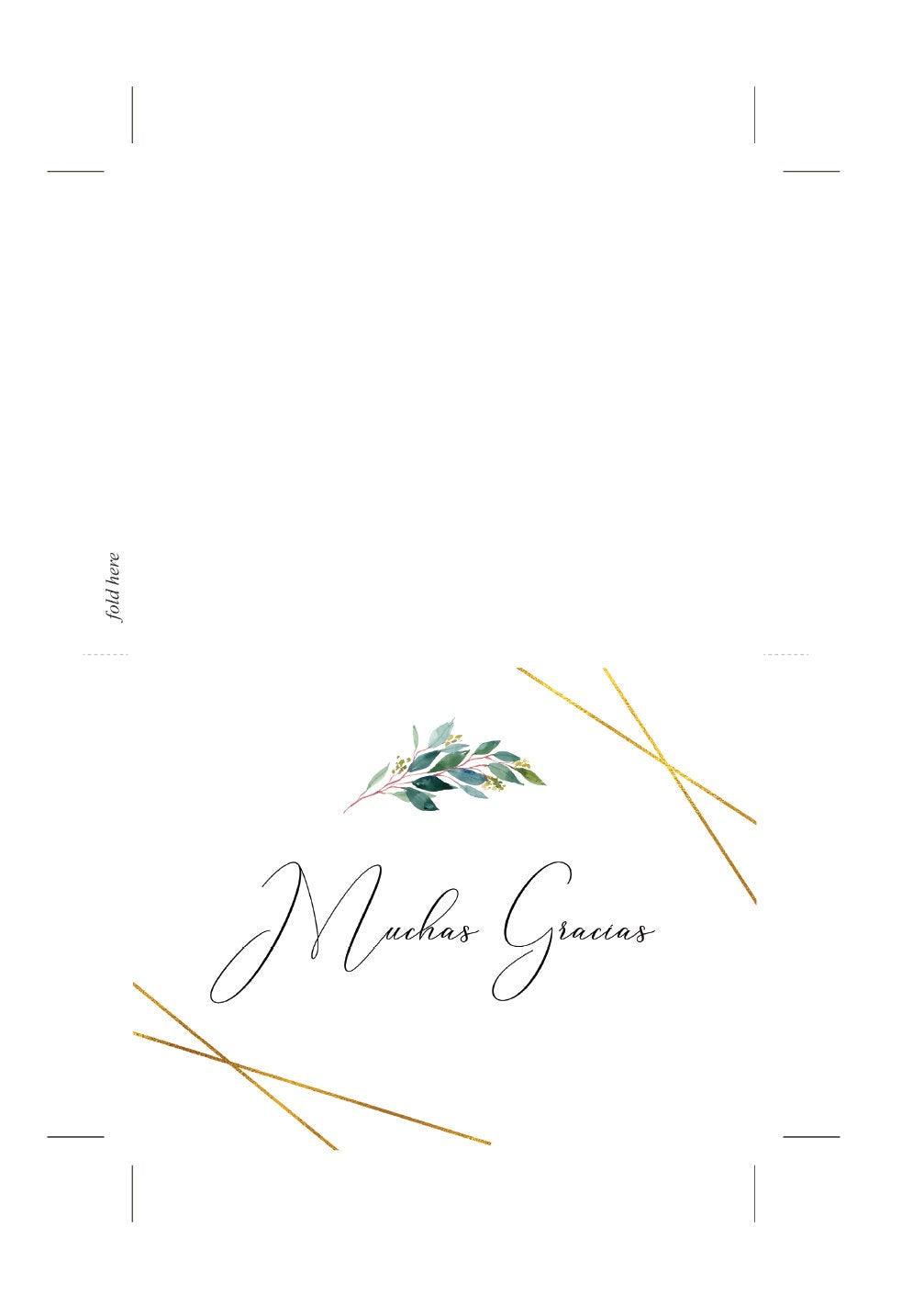 Spanish Geometric Wedding Thank You Card, Instant Download, Thank you Cards, Printable Thank You, Wedding Cards, Greenery, Gold - TARA - SAVVY PAPER CO