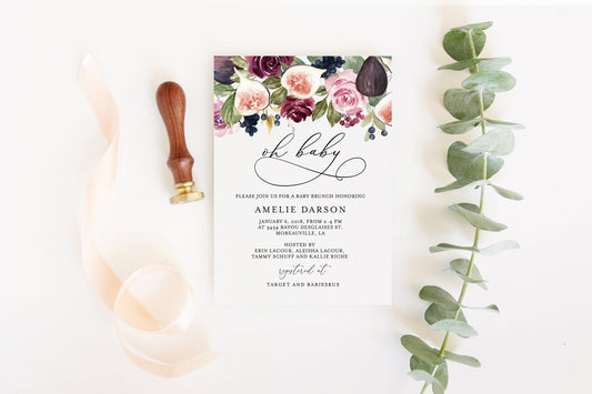Summer Baby Shower Invite Templett Invitation Baby Shower Invite Figs Baby Shower Brunch Invitation Template #WB3 - SAVVY PAPER CO