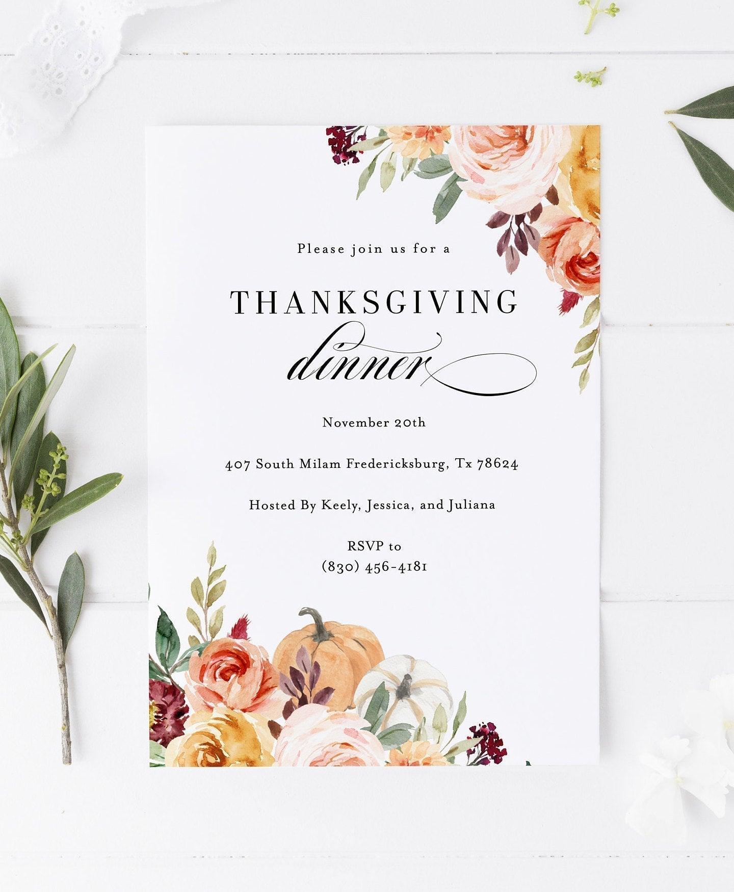 Thanksgiving Dinner Invitation, Friendsgiving Invitation, Thanksgiving Party, Thanksgiving Invitation Instant Download Pumpkin Invite #KR1 - SAVVY PAPER CO