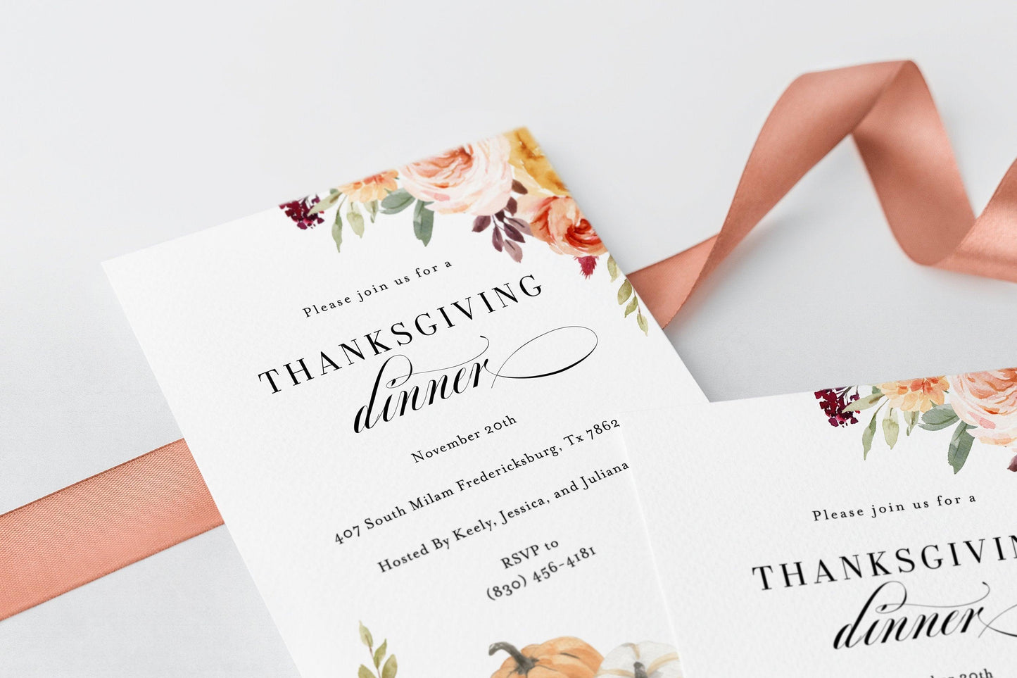 Thanksgiving Dinner Invitation, Friendsgiving Invitation, Thanksgiving Party, Thanksgiving Invitation Instant Download Pumpkin Invite #KR1 - SAVVY PAPER CO