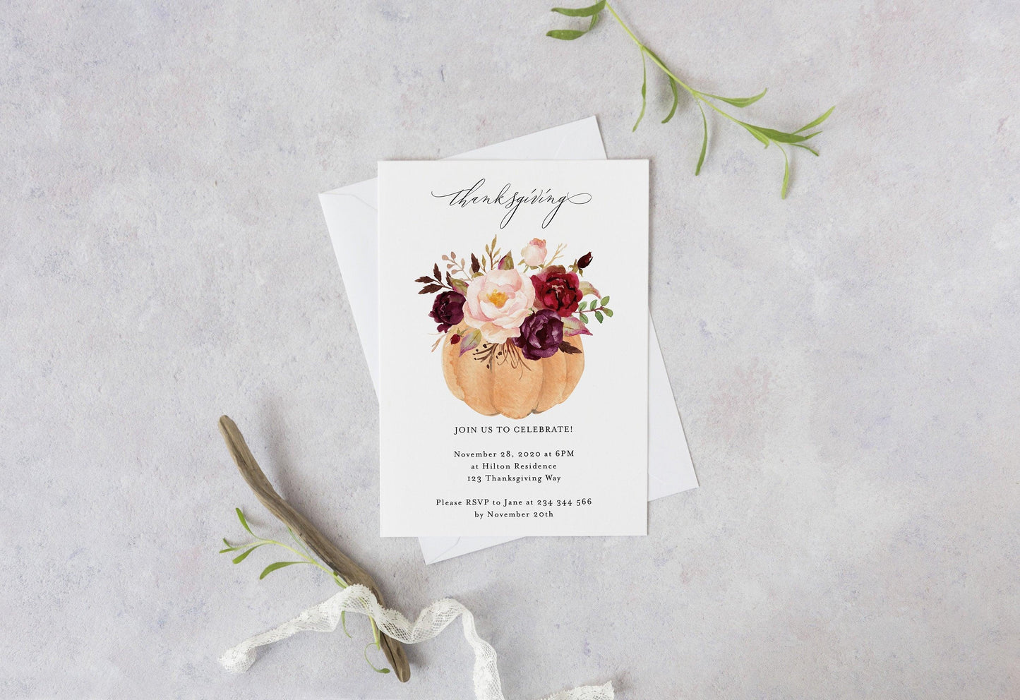 Thanksgiving Dinner Invitation Template, INSTANT DOWNLOAD, Printable Thanksgivint Invite, Editable Template #WB4 - SAVVY PAPER CO