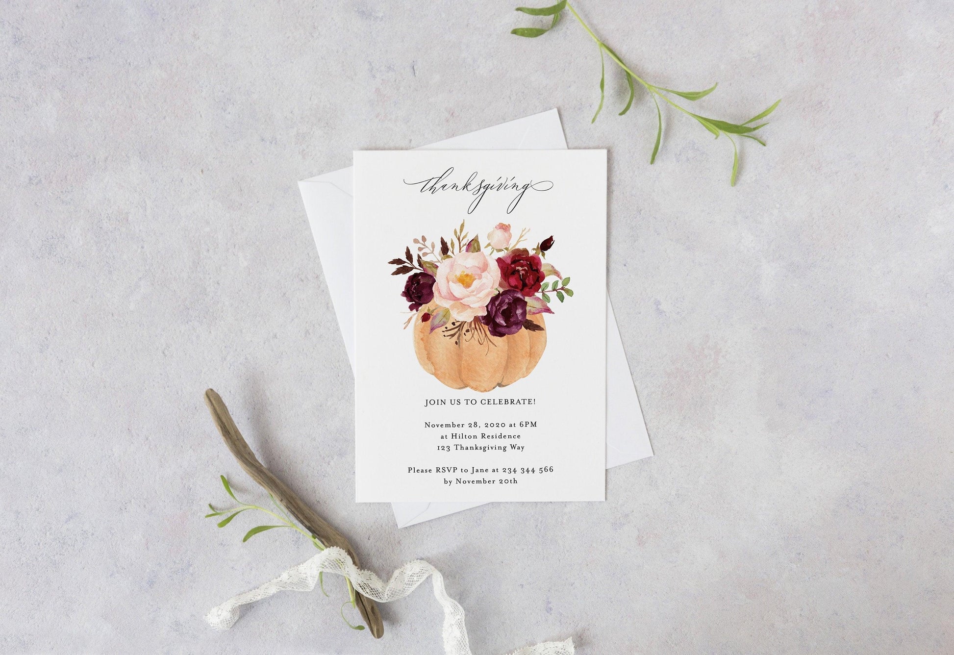 Thanksgiving Dinner Invitation Template, INSTANT DOWNLOAD, Printable Thanksgivint Invite, Editable Template #WB4 - SAVVY PAPER CO