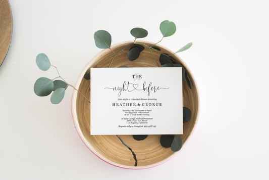 The night before Invitation Template, Printable Wedding Rehearsal Dinner Invitation, Rustic Wedding, Instant Download - HEATHER - SAVVY PAPER CO