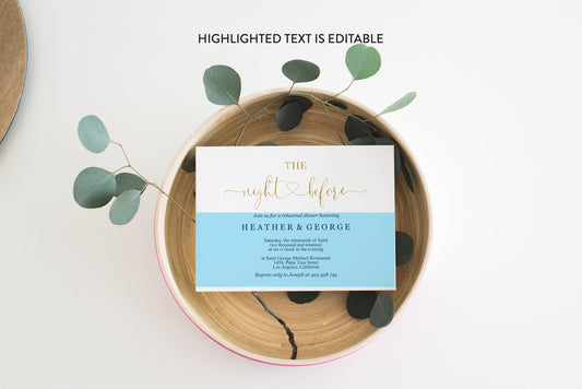 The night before Invitation Template, Printable Wedding Rehearsal Dinner Invitation, Rustic Wedding, Instant Download - HEATHER - SAVVY PAPER CO